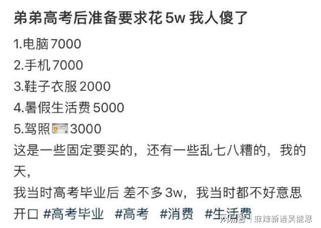 女儿刚高考完就支出了3万