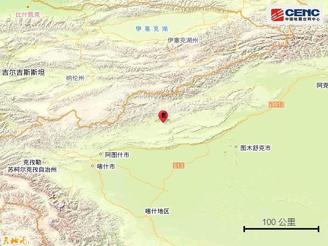 新疆克孜勒苏州阿图什市3.2级地震 震源深度10公里